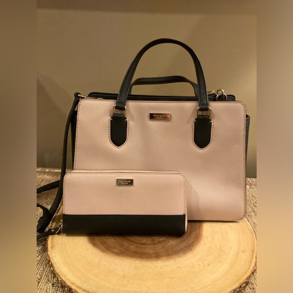 Kate Spade Ny Laurel Way Reese Satchel Crossbody Pink-Black Wallet & Bag